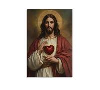 ZGHQHCDRH Sacred Heart of Jesus ChristModern Wall Art Poster Textured Canvas Print for Living Room A Striking Centerpiece for Your Home Office DecorUnframe-style16x24inch(40x60cm)