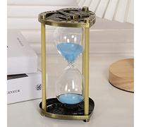 ZGHQHCDRH sand clock, Metal Frame Decorative 5/10 Minute Children's Hourglass,Tooth Brushing/Bathing/Cooking/Cleaning Timer,Study Office Decoration(Blu,10 minutes 14.6 * 8cm)