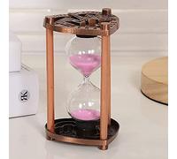 ZGHQHCDRH sand clock, Metal Frame Decorative 5/10 Minute Children's Hourglass,Tooth Brushing/Bathing/Cooking/Cleaning Timer,Study Office Decoration(Roze,10 minutes 14.6 * 8cm)