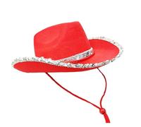 ZGHQHCDRH Solid color western cowboy hat bachelorette party women's cowboy hat comfortable stiff literary retro vintage style(Red)