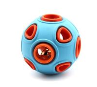 ZGHQHCDRH Sound-producing and luminous double-layered dog plaything ball, natural rubber, self-cleaning, teeth-cleaning and food-absorbing pet plaything ball(Blue,M)