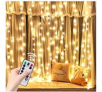 ZGHQHCDRH String Lights, Window Curtain String Lights|USB Powered Fairy Lights|8 Lighting Modes Remote Dimmable|Ideal for Wedding Party Home Garden Bedroom Ou(Warm White,W3xH2M(9.8x6.5FT))