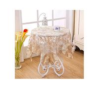 ZGHQHCDRH Tablecloths, Embroidery Lace Tablecloth,Stain and Wrinkle Table Cover with Macrame,Bedside Tv Cabinet Cover(Beige,90x90cm(35x35inch))