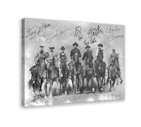 ZGHQHCDRH The Magnificent Seven 1960 Film Yul Brynner Steve McQueen Charles Bronson Autograph Poster Canvas Poster Bedroom Decor Landscape Office Room Decor Gift 12x18inch(30x45cm)