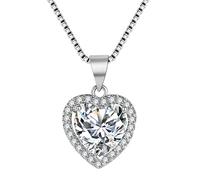 ZGHQHCDRH Trendy 925 Necklace Heart Pendant Jewelry with Zircon Gemstones Anniversary for Women Wedding Party Promise Gift