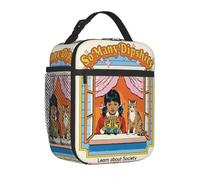 ZGHQHCDRH Vintage 50s 70s Pulp Lunch Boxes Learn About Society Humanity Dipshits Food Box Harajuku Cooler Thermal Lunch Box for School