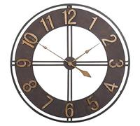ZGHQHCDRH Wall Clock, 3D Gear Vintage Industrial Silent Roman Numeral Hanging Clock, Open Face Metal Skeleton Clock Silent Wall Clock for Living Room, Patio, Home Decor(76cm)