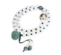ZGHQHCDRH, White Bodhi Seed Bracelets Carved Lotus Flower Lucky Women Men PrayerTibetan Buddhism Jewelry
