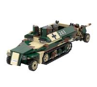 ZGHQHCDRH WW2 German Tank Toy Sdkfz251 with Pak40 Building Blocks Anti-Tank Gun Army Sd.Kfz.251 Military Brick Set WWII Model Camouflage