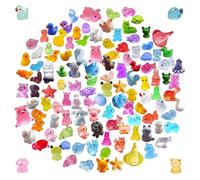 ZGIOPGEIN 50 PCS Glow in the Dark Mini Resin Animals Tiny Figures Set Miniature Sea Creatures & Glass Animals for Moss Terrarium Fairy Garden Aquarium Decor & DIY Crafts