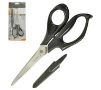 ZGL2583C Multipurpose Scissors with Safety Cover, 9 inches / 210 mm, Black Body, 3D Shaped Ergonomic Handles, Right Handed, Curved Edges, Ideal for Home Office General