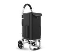 ZGLCQSGY Black 2 Wheel Shopping Trolley - Oxford Tarpaulin Bag and Trolley Hanger - Folding Shopping Trolley - 36ltr Capacity - 103 x 56 x 33cm