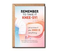 ZGLDesigns Funny Recovery Greeting Card - Remember To Take It Knee-Sy - Hilarious Speedy Surgery - Get Well Soon Card For Him Her.Png