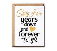 ZGLDesigns Sixty Five Years Down And Forever To Go Card - Romantic Anniversary Love Card - 65Th Anniversary - Gift For Husband Wife Boyfriend Girlfriend.