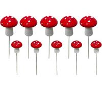 ZGLUZP 10Pcs Red Garden Stakes Mushroom Miniatures Indoor Outdoor Silhouette Fairy Garden Lawn Yard Decorations Lawn Inset Craft Decorative Garden Stakes,Outdoor Decor,Patio, Lawn and Garden