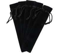 ZGLUZP 5 Pcs Black Velvet Pen Pouch, Drawstring Pen Bag Soft Single Pen Sleeve Holder for Student Adult Gifts Office School Business Supplies