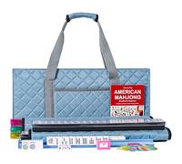 ZGME American Mahjong Set,166 White Tiles with Blue Rectangular Bag and Accessories,4 All-in-One Mahjong Racks with Pushers,Complete Western Mahjong Set