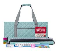 ZGME American Mahjong Set,166 White Tiles with Blue Rectangular Bag and Accessories,4 All-in-One Mahjong Racks with Pushers,Complete Western Mahjong Set