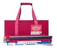 ZGME American Mahjong Set,166 White Tiles with Red Bag and Accessories,4 All-in-One Mahjong Racks with Pushers,Complete Western Mahjong Set