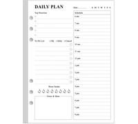 ZGMJ Undated Daily Planner Refill - A5 Day Planner Insect To Do List, 100 Sheets/200 Pages Planner and Lined Refill, 6-Hole Punched, 100 gsm White Paper, 5.8'' x 8.3''