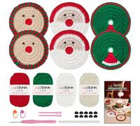 ZgoEC 6pcs Crochet Kit for Beginners Adult, Coaster in 3 Patterns, Crochet Set with Step by Step Video Tutorials, Completes Accessories Crochet Kit, Yarns 4 x 25g, Crochet Hooks Set for Daughter, Mom