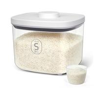 ZgoEC Flour Container 5.6 Litres, Airtight Rice Storage Container 5KG, Clear Dry Food Bucket with Lid & Measuring Cup, Stackable Dispenser for Home Kitchen, Plastik Storage Box for Flour Rice Cereal