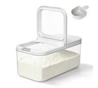 ZgoEC Flour Container Box 6 Litres, Clear Dry Food Storage Dispenser Rice Container 5kg with Measuring Cup, Stackable Grain Dispenser for Home Kitchen, BPA Free Plastic Storage Box for Cereal Pasta
