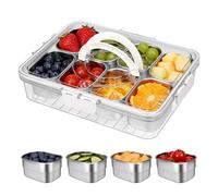 ZgoEC Snack Box Container with 8 Removable 304 Stainless Steel Compartments, Portable Divided Serving Tray with Lid & Handle for Travel and Picnic, Reusable Snackle Box Perfect for Fruits & Nuts