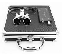 Zgood 3.5x 420mm Working Distance Surgical Binocular Loupes Optical Glass with LED Head Light Lamp+Aluminum Box Black