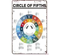 ZGPOSQKZSC Circle Of Fifths Metal Tin Sign Music Theory Poster For Classroom Piano Guitar Students Key Signature Chord Chart Wall Decor 8 X 12 inch