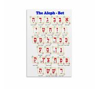 ZGPOSQKZSC Hebrew Alphabet Chart for Language Learning - Aleph Bet Educational Poster for Classroom, Homeschool and Office Wall Art(Framed,12x18inch(30x45cm))