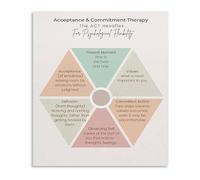 ZGPOSQKZSC Mental Health Education Metal Sign ACT Hexaflex Model Acceptance and Commitment Chart for Counseling 8 X 12 in