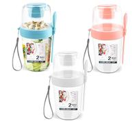 zgpzlhd 3 Pcs Yogurt Pots,29.42OZ Reusable Overnight Oats Container with Lid Spoon, 870ML Breakfast Pot Muesli Cup for Salads Fruit Cereal Milk Porridge