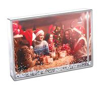 zgrmzql Christmas Snow Globe Liquid Glitter Photo Frame Xmas Desktop Gift | Clear Photo Frame Plastic Acrylic Floating Sparkle Water Personalized SnowGlobe Cute Family Couple Custom Gift (4X6)