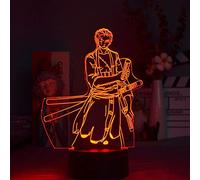 ZGSBT 3D Illusion Lamp LED Night Light Anime A Piece Roronoa Zoro Figure for Kid Room Decoration Gift Cool Headboard Figure Table Lamp Children's Room Boy Girl Gift Birthday Holiday Christmas