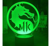 ZGSBT 3D Illusion Lamp LED Night Light Console Jeu Mortel Kombat 11 Logo Enfants Veilleuse Capteur Tactile Couleur Changeante Veilleuse Pour Enfant Chambre Décor Lampe Cadeau