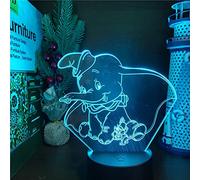 ZGSBT 3D Illusion Lamp LED Night Light Dumbo Elephant Lamp Gift Christmas Lamp Bedroom Decor Lamp Lighting Colorful Visual Novelty Illuminator