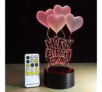 ZGSBT 3D Illusion Lamp Led Night Light Happy Birthday Gift Love Balloons Lamp Table Light Acrylic with 7/16 Colors Change Remote Touch Switch Home Decor Birthday Holiday Gifts for Boys and Girls