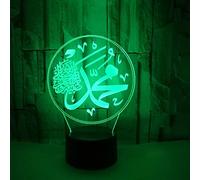 ZGSBT 3D Illusion Lamp LED Night Light Islam Allah Arabic for Bedroom Muslim Decor Gift Lamp Allah Definition Home Luminaria Accessories Birthday Holiday Gifts for Boys Or Girls