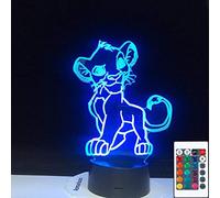 ZGSBT 3D Illusion Lamp Led Night Light The Lion King Simba Figure Baby Touch Sensor Color Changing for Kids Child Bedroom Table Lamp Home Decor Birthday Holiday Gifts for Boys and Girls