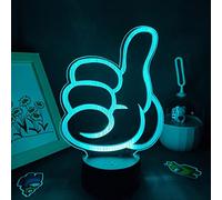 ZGSBT 3D Illusion Lamp LED Night Light Thumbs Up Lamps RGB Acrylic Neon USB Colorful Night Pill Fresh Gifts for Friends Room Bedside Table Decoration