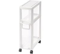 ZGSSOPTU Storage Cabinet Narrow Tall Large Capacity Slim Toilet Paper 4 Drawer Cart With Clear Drawers And Casters(White,2 Tier)