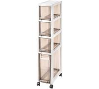 ZGSSOPTU Storage Cabinet Narrow Tall Large Capacity Slim Toilet Paper 4 Drawer Cart With Clear Drawers And Casters Vertical(Dark Brown,4 Tier)