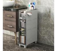 ZGSSOPTU Storage Cabinet Stackable Storage Drawers Narrow Tall Slim 5 Drawer Tower, Toilet Paper With Clear Drawers And Casters(Grey-transparent Gray Drawer,3 Tier)
