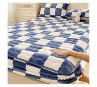 ZGSYH Velvet Fitted Sheet,New Arctic Velvet Sheet Mattress Protector,Soft Breathable Mattress Pad Cover for Twin Full Queen King California King Size Bed,Machine Washable(Blue,Pillow case*2)