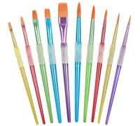 ZGTS Paint Brushes, 10 Pcs Painting Brushes Set Nylon Hair Brush with Silicone Crystal Penholder Kids Paint Brushes For Acrylic Painting Oil Watercolor Painting Painting for Beginners Art Supplies