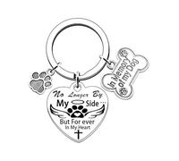 Zguhsadl Pet Memorial Keychain Dog Memorial Gifts for Loss of Dog No Longer by My Side Forever in My Heart Key Chain Loss of Dog Gifts Paw Prints Charm Sympathy Gift