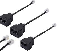Zguziji 3PCS Telephone Adapter,RJ11 Splitter Modular Cable Phone Adapter,Telephone Adaptor Splitter Extension Cable RJ11 6P4C Male-2 Female Socket Phone Telephone Extension
