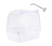 ZGUZMCMK Bird Bath Box with Transparent Bowl, Multifunctional Accessory to Hang on The Cage, Easy to Clean And Suitable for Parakeets, white