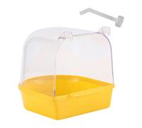 ZGUZMCMK Bird Bath Box with Transparent Bowl, Multifunctional Accessory to Hang on The Cage, Easy to Clean And Suitable for Parakeets, yellow